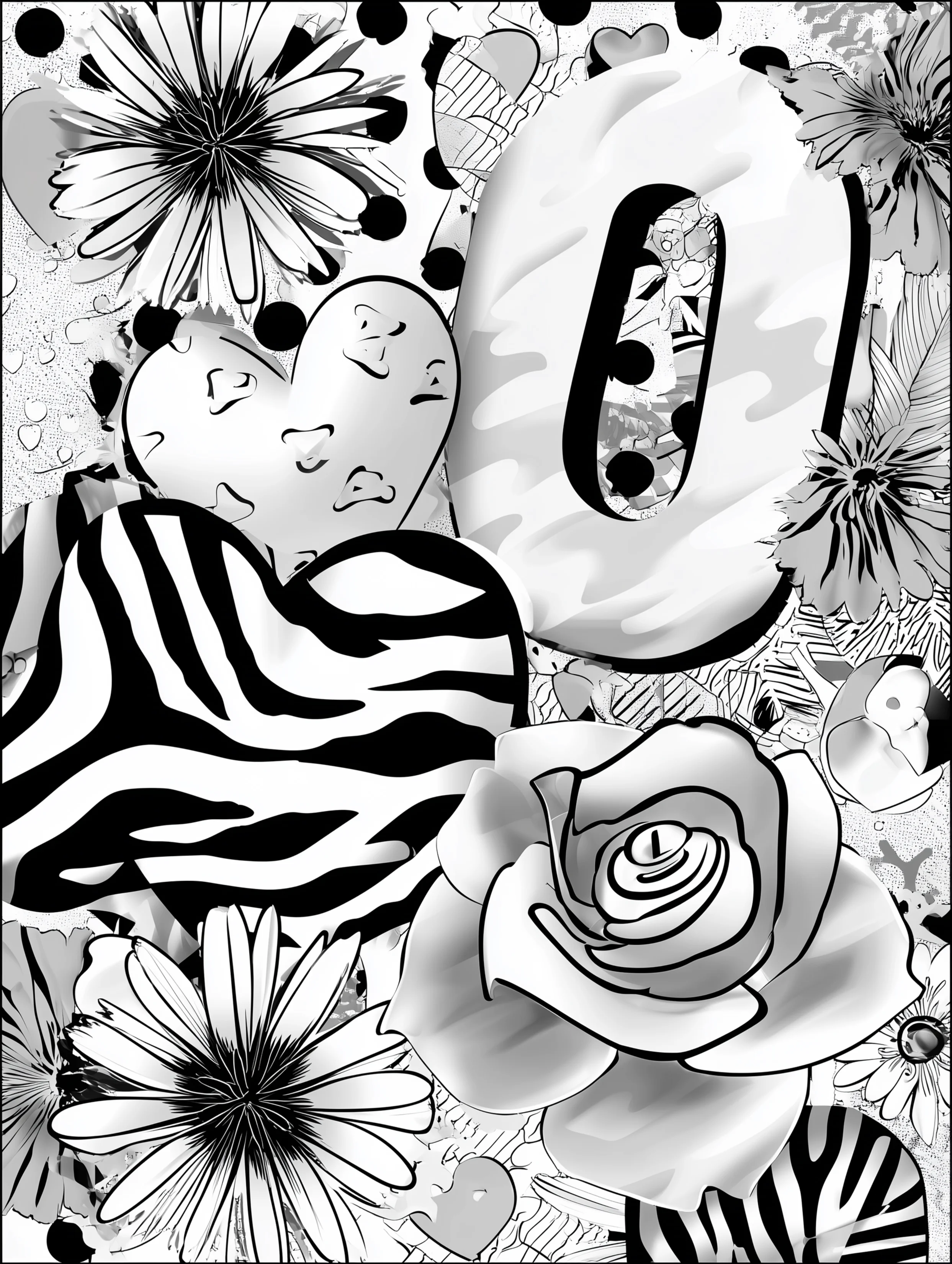 Free printable coloring page for numbers featuring the number zero design